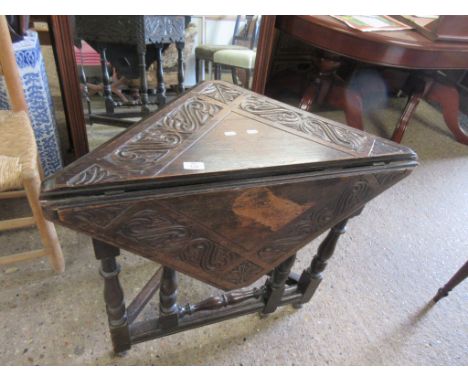 EARLY 20TH CENTURY ARTS &amp; CRAFTS STYLE FOLDING GATE LEG TABLE, MAX WIDTH APPROX 80CM