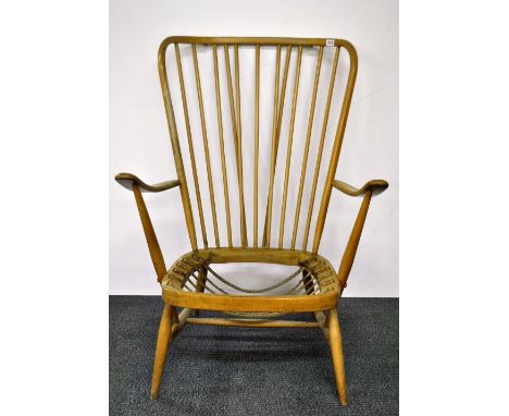 A vintage Ercol beech wood chair frame.