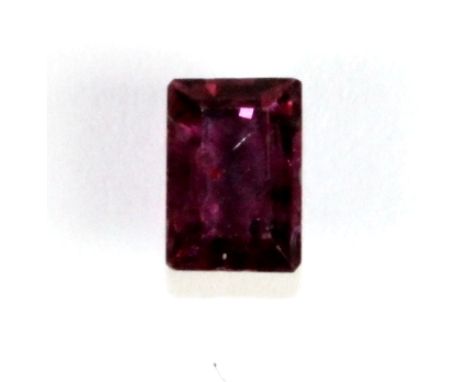 A baguette cut natural ruby, approx 0.53ct.
