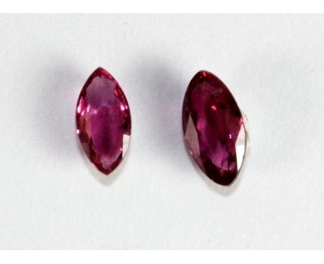 Two marquise cut light pink rubies, approx 0.18 and 0.25ct.