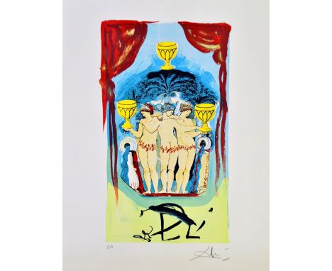 Salvador Dali (Spain 1904-1989) very rare lithograph from his Tarot Deck, hand signed in pencil, artist proof (EA) for the Th