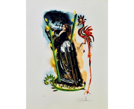 Salvador Dali (Spain 1904-1989) very rare lithograph from his Tarot Deck, hand signed in pencil, artist proof (EA) for the Tw