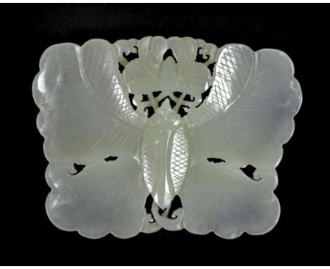 A fine Chinese carved jade butterfly amulet, early 20th century, Est. £150 - £200, W. 7cm.