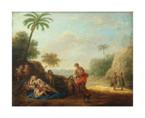 19th Cent. oil on panel with a mythological theme||Negentiende eeuws olieverfschilderij op paneel met een allicht mythologisc