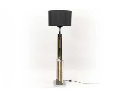 seventies' BD Lumica (Barcelona) marked floor lamp in chromed metal - with its shade||BD LUMICA - BARCELONA / SPAIN mooie sev