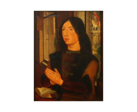 late 19th Cent. gothic revival oil on panel after a" Flemish Primitif" (maybe Memling)||Laat negentiende eeuws olieverfschild