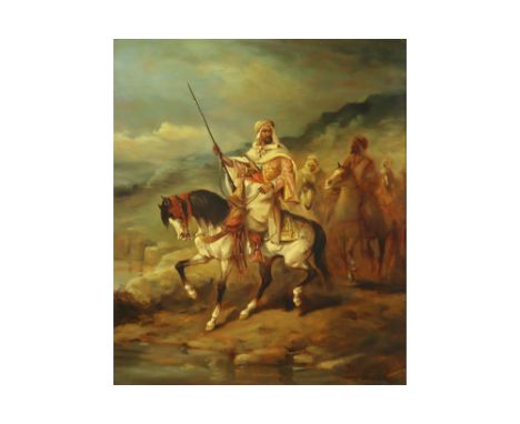20th Cent. oil on panel with an orientalistic theme||20ste eeuws olieverfschilderij op paneel met een oirëntalistisch thema m