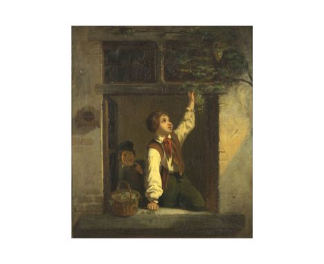 19th Cent. Belgian oil on panel - with on the back a 1894 dated annotation||Negentiende eeuws Belgisch olieverfschilderij op 