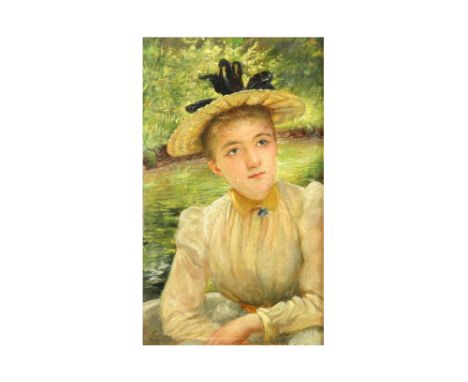 19th/20th Cent. Belgian oil on panel - signed Hélène Gevers||GEVERS HÉLÈNE (1848 - 1932) olieverfschilderij op paneel : "Meis