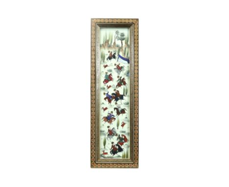 Moghul painting with a hunting scene||Moghul-schildering : "Jachtscène"  -  39 x 8,5 