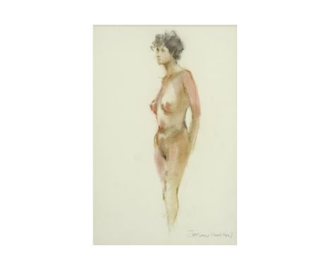 20th Cent. Belgian mixed media - signed Jef Van Campen||VAN CAMPEN JEF (° 1934) werk in gemengde techniek : "Vrouwelijk model