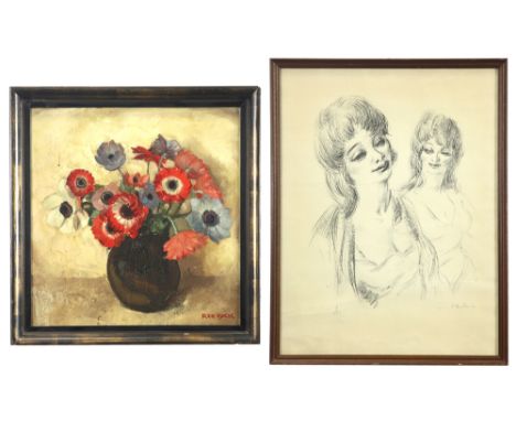 20th Cent. Belgian drawing and oil on panel signed Raf De Buck||DE BUCK RAPHAËL (1902 - 1986) lot (2) met een tekening (Twee 