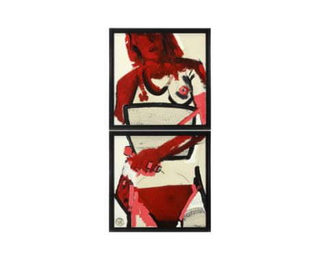 20th Cent. Belgian diptych with two mixed media on panel - signed Stefan Volckaert on the back||VOLCKAERT STEFAN (20°/21° EEU