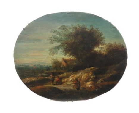 17th Cent. English oval oil on panel (in oak) - attributed to Pieter de Molijn||DE MOLIJN PIETER (1595 - 1661) (Engeland) ova