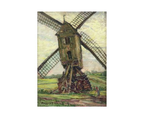 20th Cent. Belgian oil on panel - signed Alfons Dessenis||DESSENIS ALFONS (1874 - 1952) olieverfschilderij op paneel : "Molen