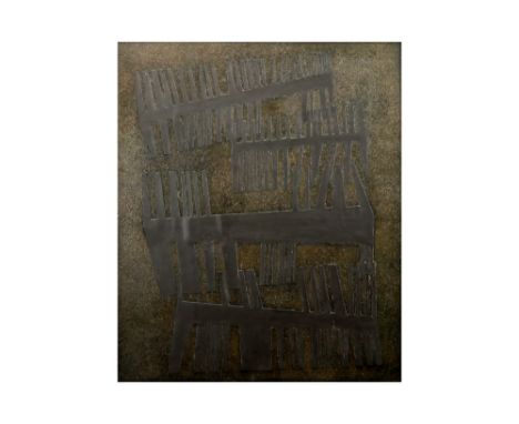 20th Cent. Belgian mixed media with oil and zinc on panel - signed Rik Hannon||HANNON RIK (1928 - 1999) werk in gemengde tech