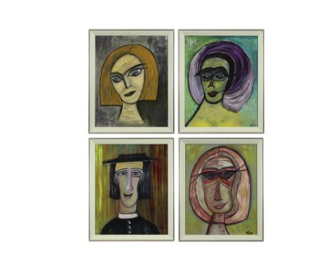 series of four 20th Cent. Belgian oil on panel - signed Lucie Brunin||BRUNIN LUCIE (20° EEUW) (BE) reeks van vier olieverfsch