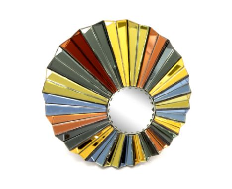 Ode's Design signed and marked "Hommage to Line" mirror with a colourfull mirrorglass frame n° 05/60||ODE'S DESIGN  -  DE SCH