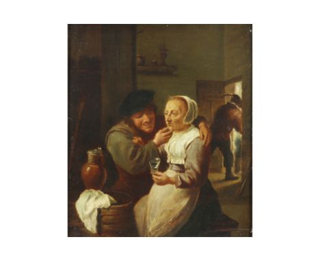 19th Cent. oil on panel after a work by Teniers, probably painted in Italy with on the back an annotation in Italian||Negenti
