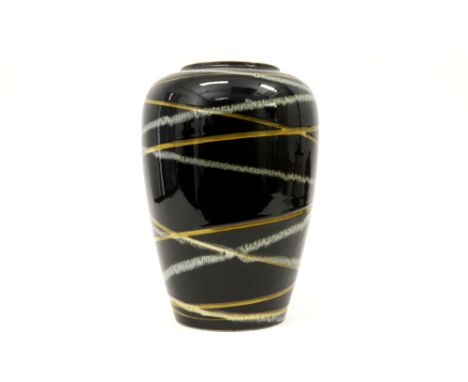 German sixties' vase in ceramic with a polychrome stripes decor - marked Schuerich &amp; Greulich||SCHEURICH &amp; GREULICH D