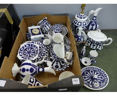 A large collection of unfinished Crown Derby including teapot, table lamp, loving cup, vases, dishes, miniature teaset, etc.