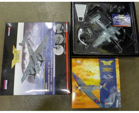 Two Corgi Aviation Archive die-cast aeroplanes, Messerschmitt Bf-11OG-4-G9 limited edition, AA38502 and Supermarine Spitfire 