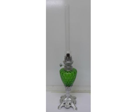A French early 20th Century Art Nouveau oil lamp,(re-finished)