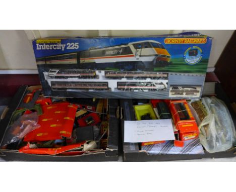 A collection of model rail including Intercity 225 carriages, a Tri-ang R.258 4-6-2 Princess Royal with tender, Flying Scotsm