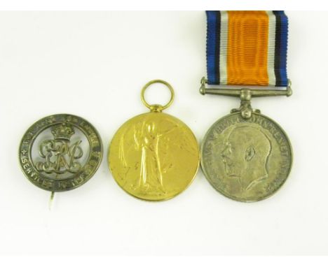 WORLD WAR I,  PAIR, BRITISH WAR MEDAL AND VICTORY MEDAL, 242378 PTE W TATTERSALL E LAN R, HIS SILVER WAR BADGE AND PICTORIAL 