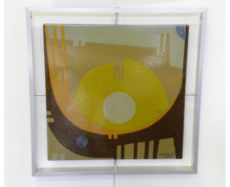 A VALDELSA ENAMEL, PLAQUE AFTER CALOMACI, DATED 73, NUMBERED 22/100, ALUMINIUM FRAME, CIRCA 1980