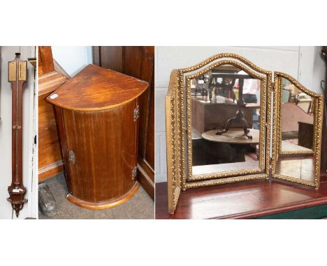 A Mahogany Stick Barometer, early 19th century, signed Storr, York, single vernier dial, fluted and turned cistern cover, 100