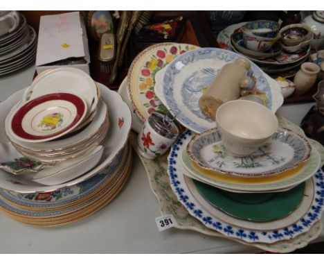 Parcel of mixed pottery including Royal Worcester egg coddler, platters etc