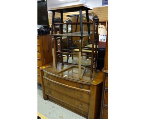 A vintage dressing table, an over bed table, towel airer etc