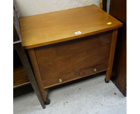 A vintage adjustable open bookcase & a modern sewing table with drawers together with a rug