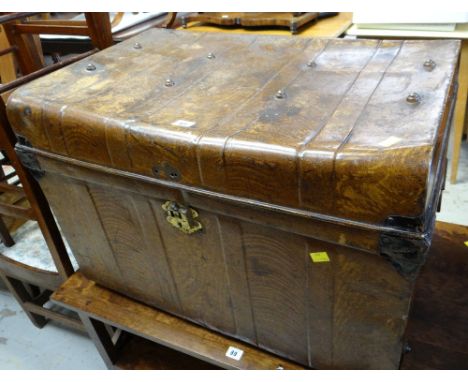A vintage tin cabin trunk