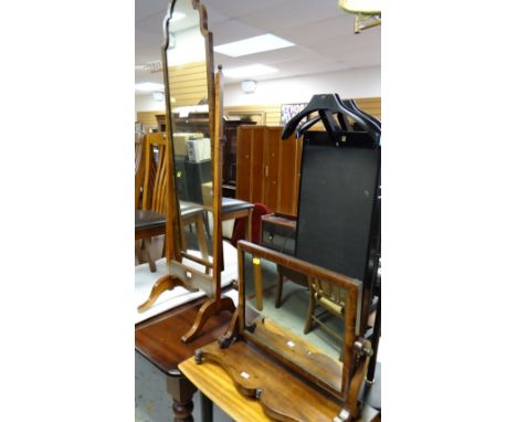 A vintage cheval mirror & an antique toilet mirror