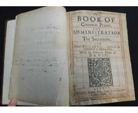 THE HOLY BIBLE..., London, Christopher Barker, 1661, engraved architectural general title, New Testament title with cut of Ro