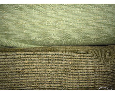Length of green light tweed furnishing material and another (2 rolls)