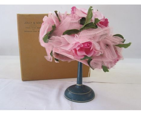 Net and faux rose vintage hat labelled Bond Street Hat Company, London, two 1960's hair pieces, assorted silk scarves and a h