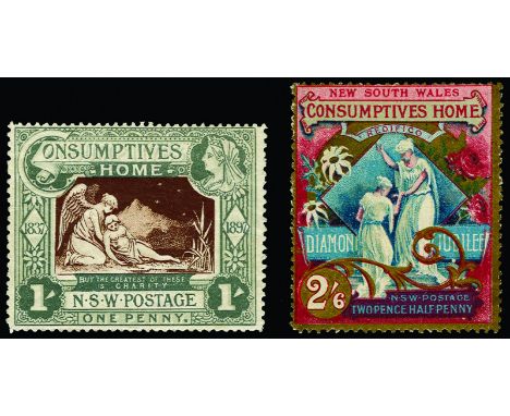 NEW SOUTH WALES - 1897 Diamond Jubilee and Hospital Charity set of 2 (SG 280/81), 1d (1s) a few bends and lightly hinged, 2½d