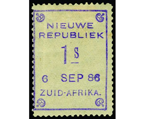 NEW REPUBLIC - 1886-87 with dates, without embossed arms, 1s violet on yellow paper (SG 8), dated 6 SEP 86, light creasing, l