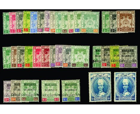 MALAYA - KELANTAN - 1911-15 1c yellow-green to $25 green and orange (SG 1/12), 1921-28  1c dull green to $1 green and brown (