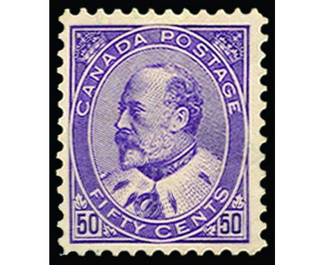 CANADA - 1903-12 50c deep violet (SG 157) large part o.g. with light overall gum toning, cat £500