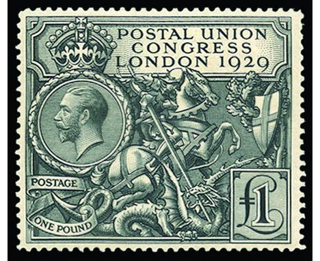 GREAT BRITAIN - 1929 £1 Postal Union Congress (SG 438) u/m with usual light overall gum toning, well centred, cat £1,000