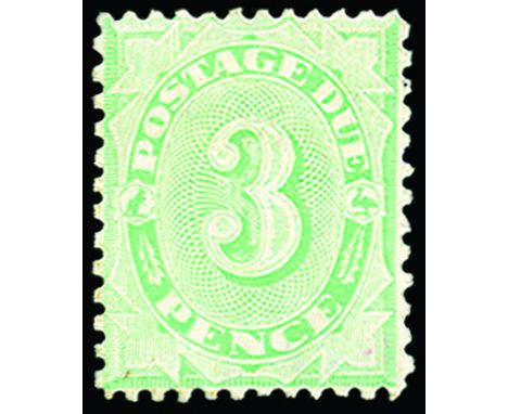 AUSTRALIA - Postage Dues: 1906-08 3d green (SG D48) large part o.g. with light overall gum toning, cat £650