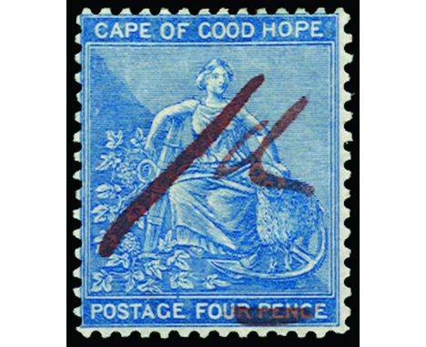 GRIQUALAND - 1874 (Sept) '1d' on 4d blue CGH, manuscript surcharge in red by the Kimberley postmaster (SG 1), lovely large pa