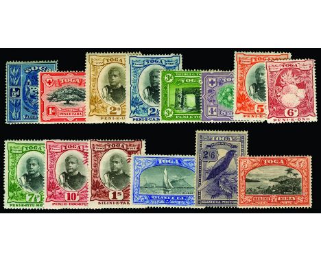 TONGA - 1897 Basic set of 14, ½d indigo to 5s black and brown-red (SG 38a/53a), most with light to moderate even gum toning, 