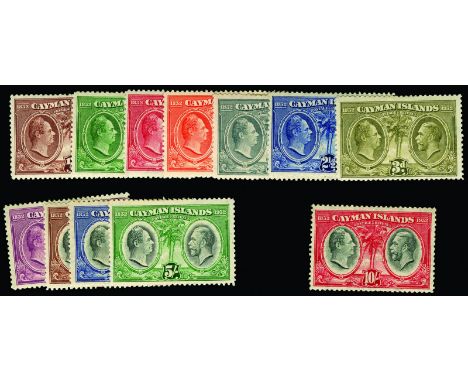 CAYMAN ISLANDS - 1932 Centenary ¼d to 10s black and scarlet (SG 84-95), some very light gum toning, and a few shortish perfs,