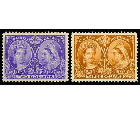 CANADA - 1897 Jubilee $2 deep violet and $3 bistre (SG 137/38) both part  o.g., light overall gum toning and minor bends in e