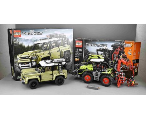 2x Technical Lego toys. In original box. 1x Land Rover Defender. 1x Claas Tractor Xerion 5000 Trac VC. Dimensions: 58 x 48 cm